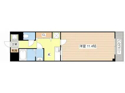 パークサイド甲西(1K/4階)の間取り写真