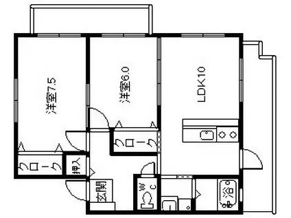 ドリーム・S(2LDK/1階)の間取り写真