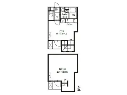 プライマル東新宿(1LDK/1階)の間取り写真