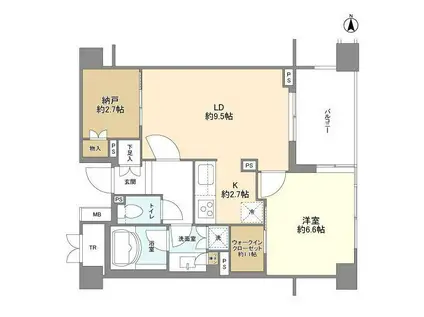 パークコート高輪ヒルトップレジデンス(1LDK/3階)の間取り写真