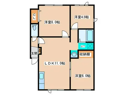 ハイツ山(3LDK/2階)の間取り写真