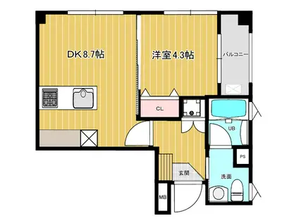 カーサ・セイケイ(1DK/3階)の間取り写真