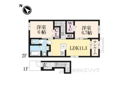 カーサミランダ4(2LDK/2階)の間取り写真