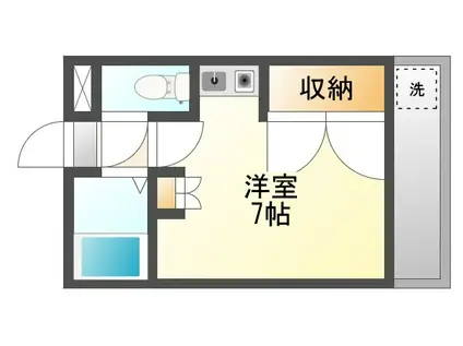 WILLOW COURT 福工大前(ワンルーム/1階)の間取り写真