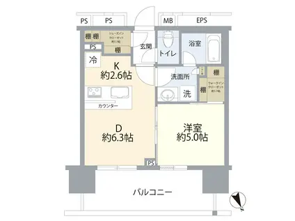 ザ・パークハウス渋谷美竹(1DK/9階)の間取り写真