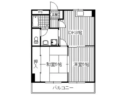 ハイム古屋(2DK/3階)の間取り写真