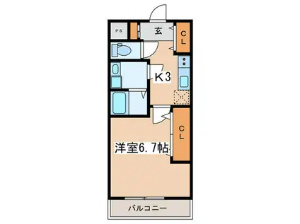 パステル飛田給(1K/1階)の間取り写真