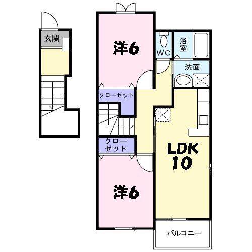 ハイファイン藤(2LDK/2階)の間取り写真