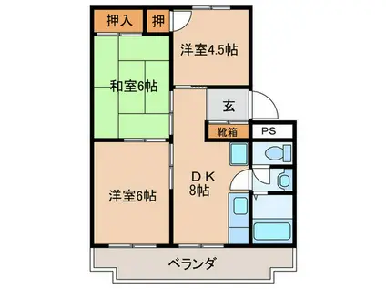 島本ビル(3LDK/2階)の間取り写真