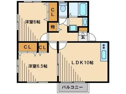 サンハイム(2LDK/1階)の間取り写真