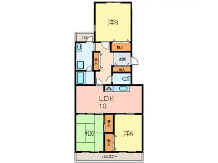 ハイツ仏天垣(3LDK/2階)の間取り写真