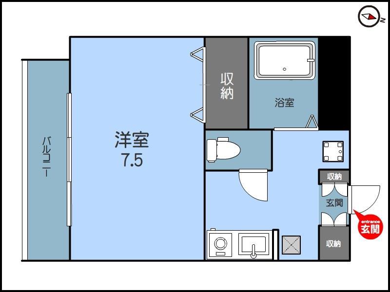 グランティ新潟(1K/6階)の間取り写真
