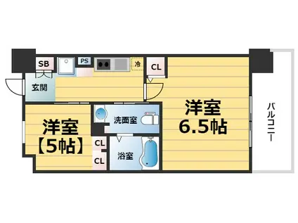 エステムプラザ梅田・中崎町IIIツインマークスノース RESIDENC(2K/5階)の間取り写真