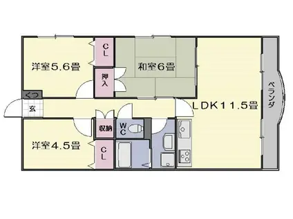 ホワイトサイレンス(3LDK/2階)の間取り写真