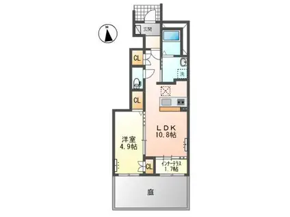 オーヴェストII(1LDK/1階)の間取り写真