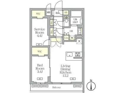 アジールコート都立大学(1SLDK/2階)の間取り写真