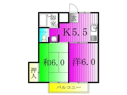 メゾンヤマリ(2K/2階)の間取り写真