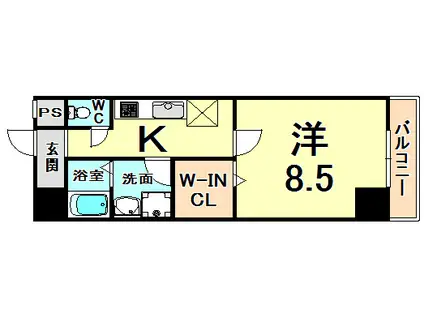 ケイ・クリスタルII(1K/4階)の間取り写真