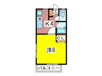 エコーハイム(1K/2階)の間取り写真