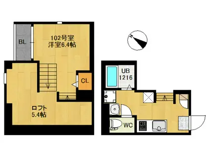 RIZEST春夏秋冬ー秋-(1K/1階)の間取り写真