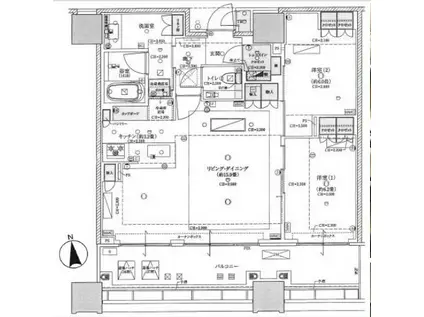 白金ザ・スカイ イースト(2LDK/30階)の間取り写真