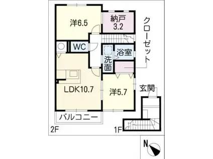カサ クレマ(2SLDK/2階)の間取り写真