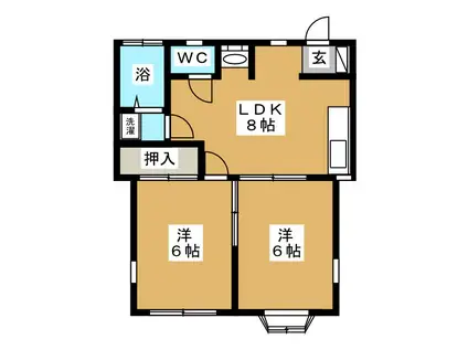 ハイツクラシマⅡ(2LDK/1階)の間取り写真