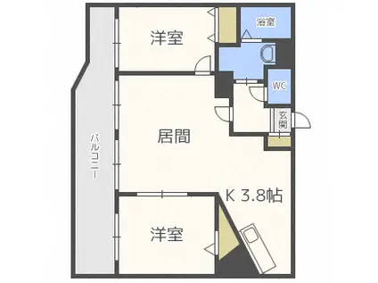 グランカーサ北3条(2LDK/9階)の間取り写真