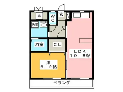 レジデンス旭ヶ丘(1LDK/4階)の間取り写真