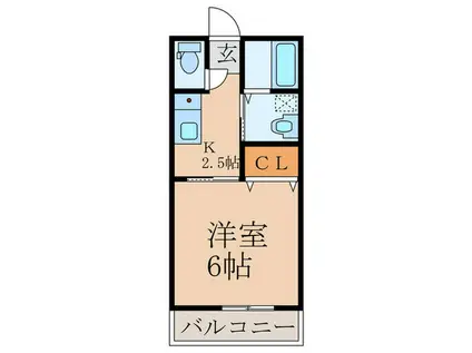 ライフステージ徳前A(1K/2階)の間取り写真