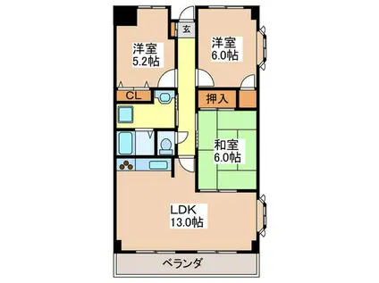 L-COURT石切(3LDK/3階)の間取り写真
