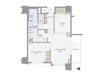 クレッセント麻布II(1SLDK/6階)の間取り写真