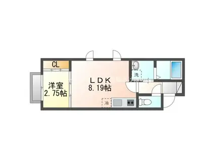 ＪＲ東海道本線 豊橋駅 徒歩7分 2階建 築5年(1LDK/1階)の間取り写真