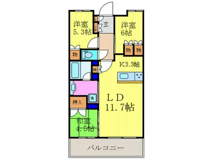 グランマークシティ東向日駅前(3LDK/2階)の間取り写真
