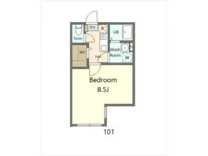 ココライフ鶴ヶ峰(1K/1階)の間取り写真