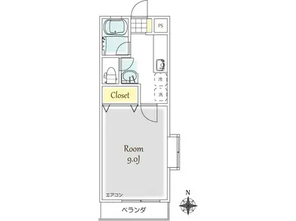 ブロッサム(1K/2階)の間取り写真