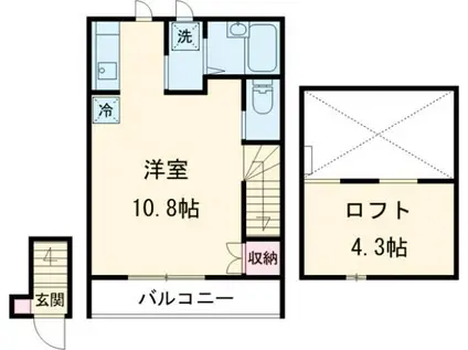 ブエナメゾン福生(ワンルーム/2階)の間取り写真