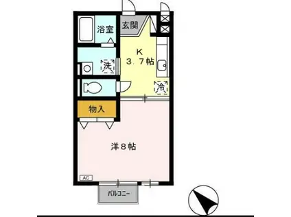 モナリエ横代(1K/2階)の間取り写真