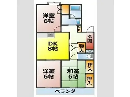 ライクハイツ水越(3DK/3階)の間取り写真