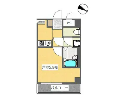 ヴィレッジヒル宮西(1K/2階)の間取り写真