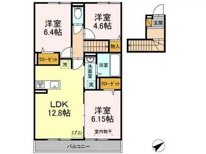 リオハイト(3LDK/2階)の間取り写真