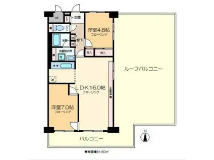 ニューライフマンション木場(2LDK/10階)の間取り写真