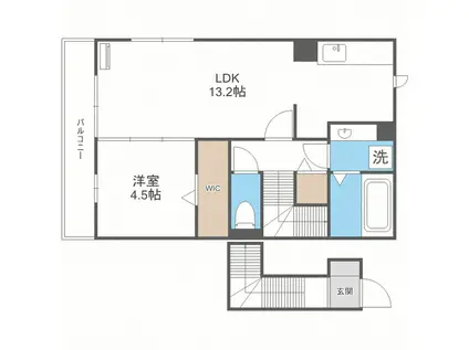 ラフィネ塩浜 A棟(1LDK/2階)の間取り写真