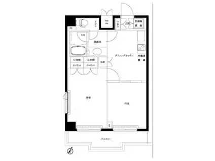 ルーブル中野沼袋(2DK/4階)の間取り写真