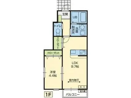 PEIXES陽(1LDK/1階)の間取り写真
