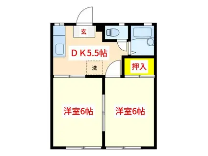 フレグランス・ヒロ(2DK/1階)の間取り写真