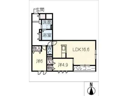 LACINE FORTUNA(2LDK/2階)の間取り写真