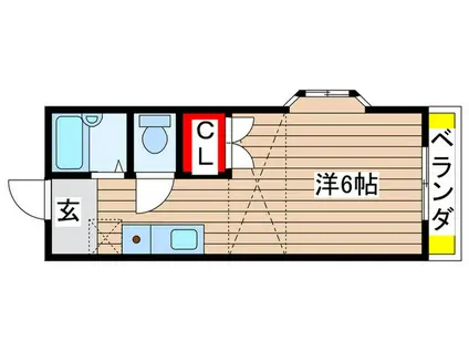 カイザーハウス(ワンルーム/2階)の間取り写真