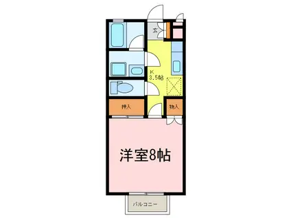 ジュネス1(1K/1階)の間取り写真