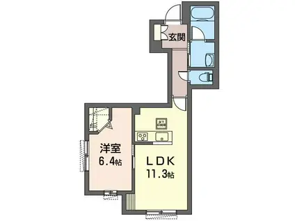 ヴィミナーレ八雲(1LDK/1階)の間取り写真